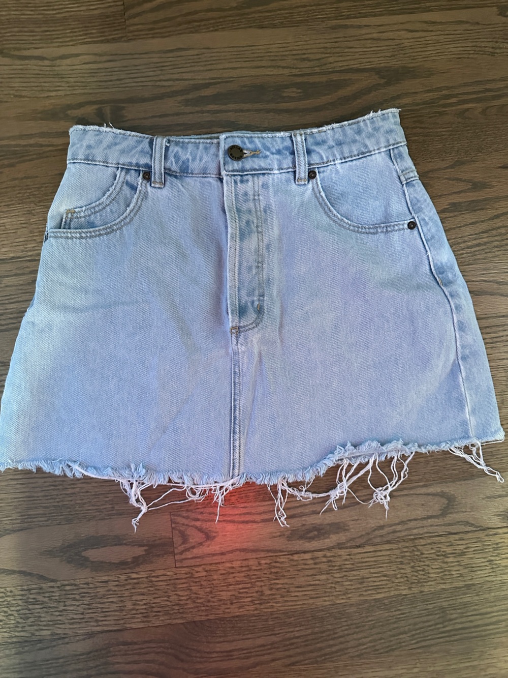 ROLLA'S Light Blue Frayed Hem Denim Mini Skirt